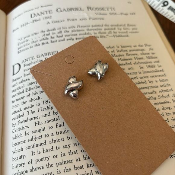 Vintage stainless‎ steel chunky crisscross earring posts - Picture 5 of 6